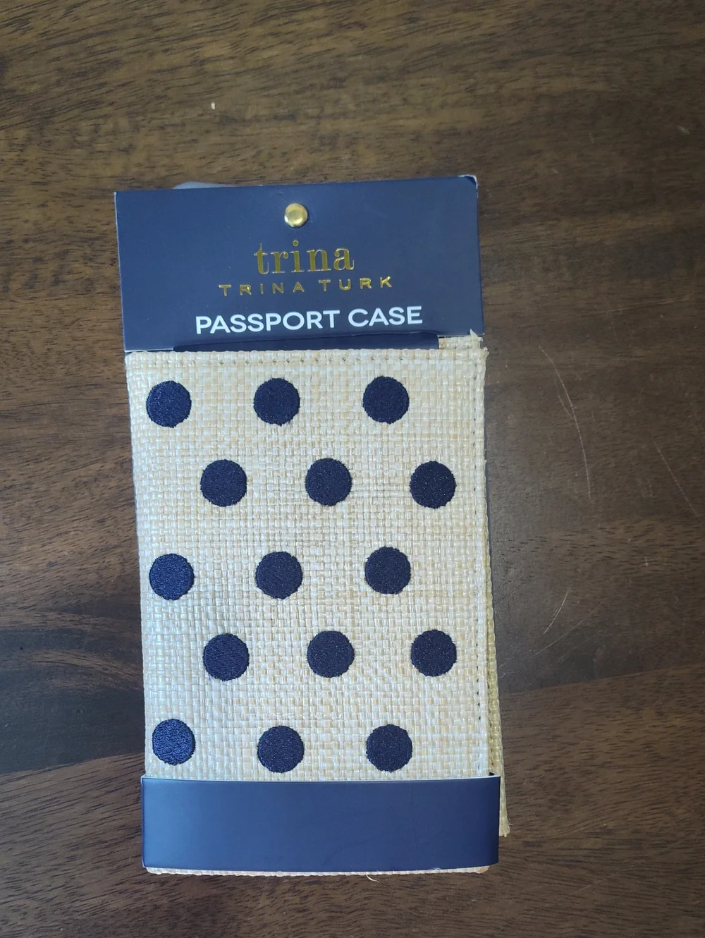 NWT Trina Turk Beige Polka Dot Passport Case